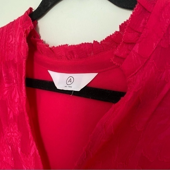 A Mtl Pink Fuchsia Frill Long Sleeve Blouse Large - Picture 4 of 5